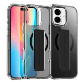 iPhone 16 Kılıf Alfa Magsafe Standlı Kapak - Siyah-(5796)