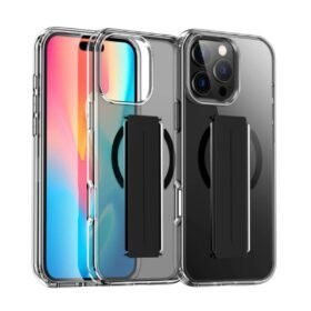 iPhone 16 Pro Kılıf Alfa Magsafe Standlı Kapak - Siyah-(5796)