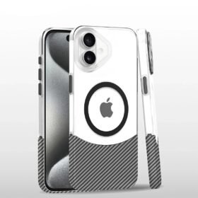iPhone 16 Plus Carbon Puzzle Magsafe Kapak - Beyaz-(5796)