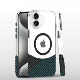 iPhone 16 Plus Carbon Puzzle Magsafe Kapak - Açık Mavi-(5796)