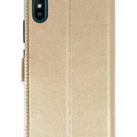 Xiaomi Redmi 9A Kılıf Trend S Plus Kapaklı Kılıf - Gold-(5796)