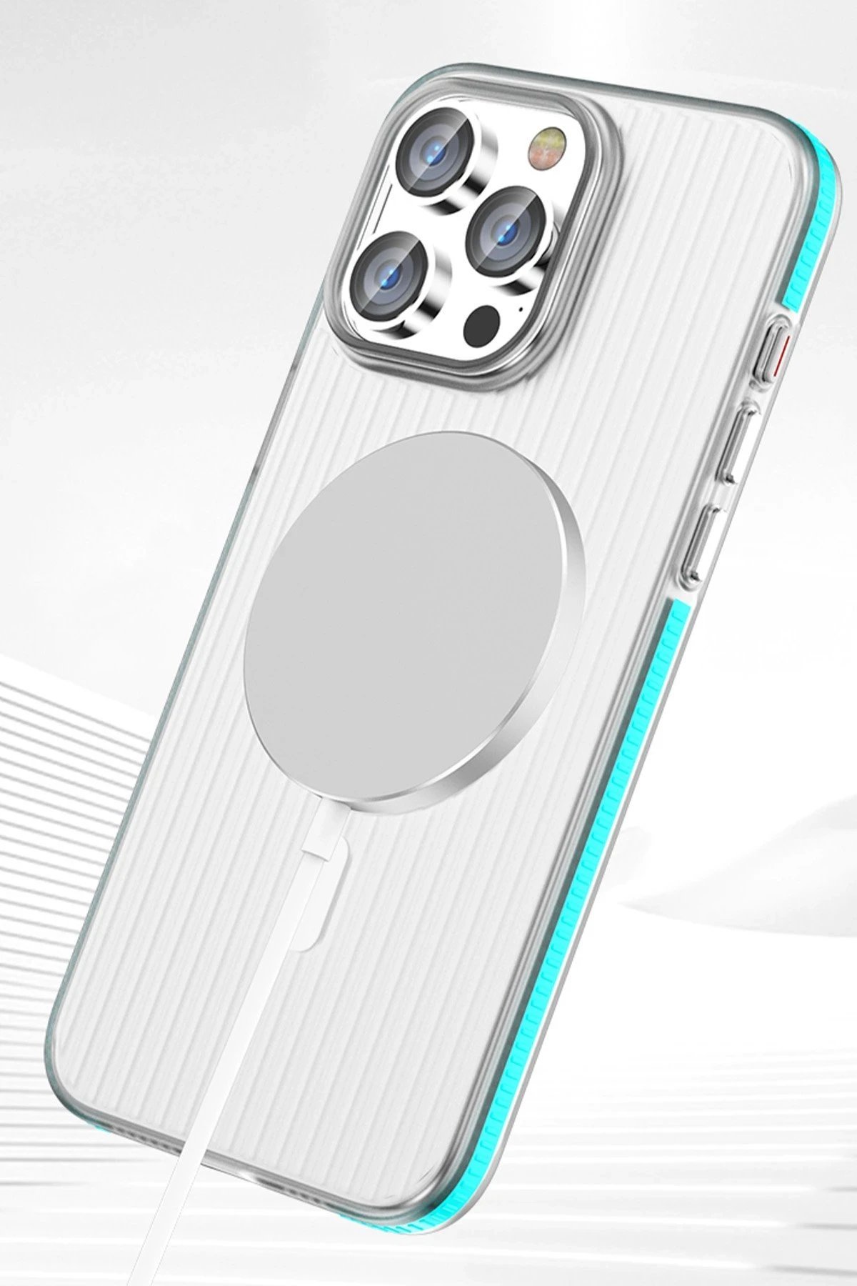 iPhone 14 Pro Max Line Magsafe Kapak - Beyaz-(5796) - Görsel 5