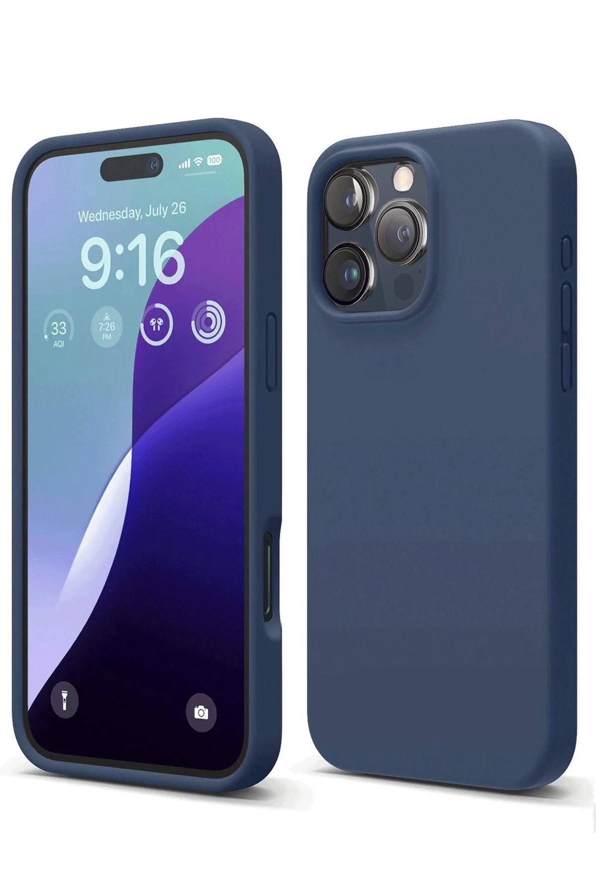 iPhone 16 Pro Max Kılıf First Silikon - Lacivert-(5796)