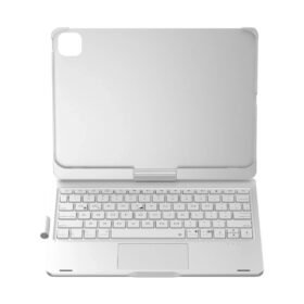 iPad Pro 11 (2024) F11 ATS Kılıf Magic Dönen Klavyeli Tablet Kılıf - Gümüş-(5796)