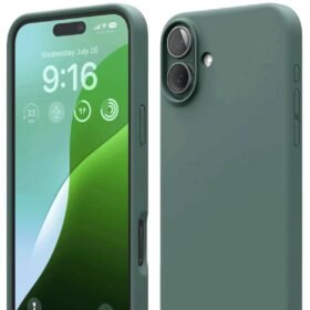 iPhone 16 Kılıf Nano içi Kadife Silikon - Koyu Yeşil-(5796)