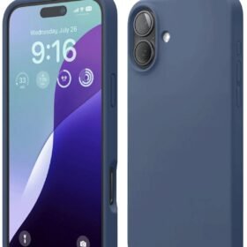 iPhone 16 Plus Kılıf Nano içi Kadife Silikon - Lacivert-(5796)