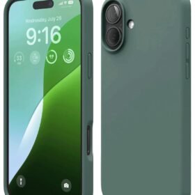 iPhone 16 Plus Kılıf Nano içi Kadife Silikon - Koyu Yeşil-(5796)