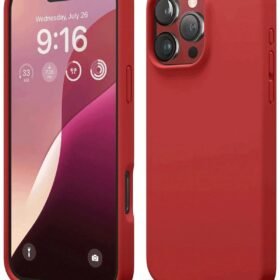 iPhone 16 Pro Max Kılıf Nano içi Kadife Silikon - Kırmızı-(5796)