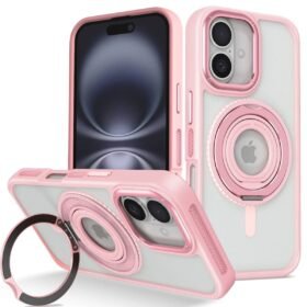 iPhone 16 Banza Magsafe Standlı Kapak - Pembe-(5796)