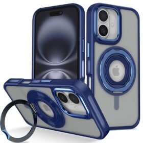 iPhone 16 Banza Magsafe Standlı Kapak - Lacivert-(5796)