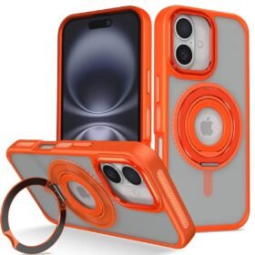 iPhone 16 Banza Magsafe Standlı Kapak - Turuncu-(5796)