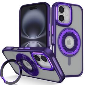 iPhone 16 Banza Magsafe Standlı Kapak - Derin Mor-(5796)