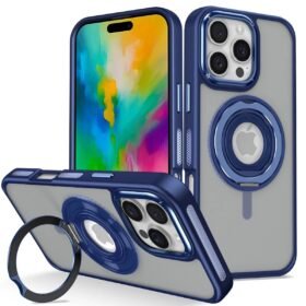 iPhone 16 Pro Banza Magsafe Standlı Kapak - Lacivert-(5796)