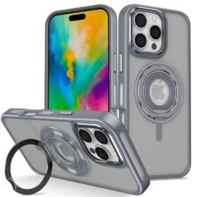 iPhone 16 Pro Banza Magsafe Standlı Kapak - Titan Gri-(5796)