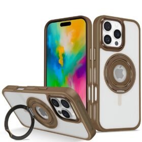 iPhone 16 Pro Max Banza Magsafe Standlı Kapak - Kahverengi-(5796)