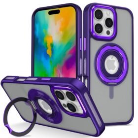 iPhone 16 Pro Max Banza Magsafe Standlı Kapak - Derin Mor-(5796)