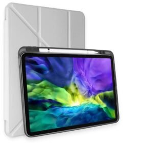 iPad Pro 11 (2024) Kılıf Kalemlikli Mars Tablet Kılıfı - Gri-(5796)