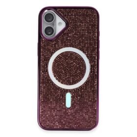 iPhone 16 Plus Kılıf Diamond Magsafe Kapak - Derin Mor-(5796)