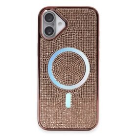 iPhone 16 Plus Kılıf Diamond Magsafe Kapak - Pembe-(5796)