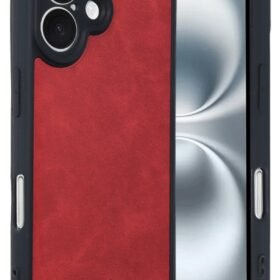 iPhone 16 Kılıf Aras Deri Kapak - Kırmızı-(5796)