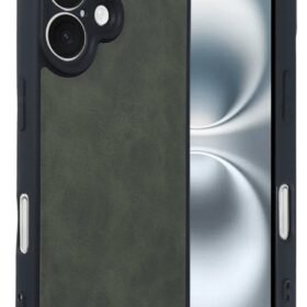 iPhone 16 Kılıf Aras Deri Kapak - Koyu Yeşil-(5796)