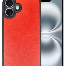 iPhone 16 Plus Kılıf Aras Deri Kapak - Kırmızı-(5796)