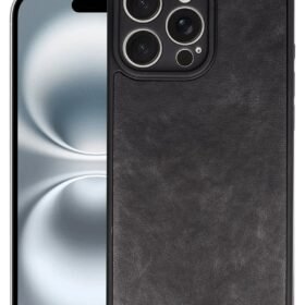 iPhone 16 Pro Max Kılıf Aras Deri Kapak - Siyah-(5796)