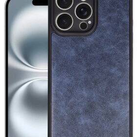 iPhone 16 Pro Max Kılıf Aras Deri Kapak - Lacivert-(5796)