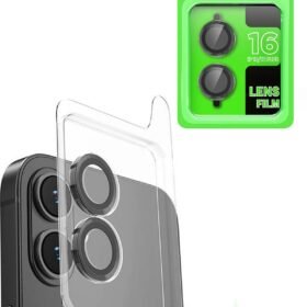 iPhone 16 Plus Raze Metal Kamera Lens - Siyah-(5796)