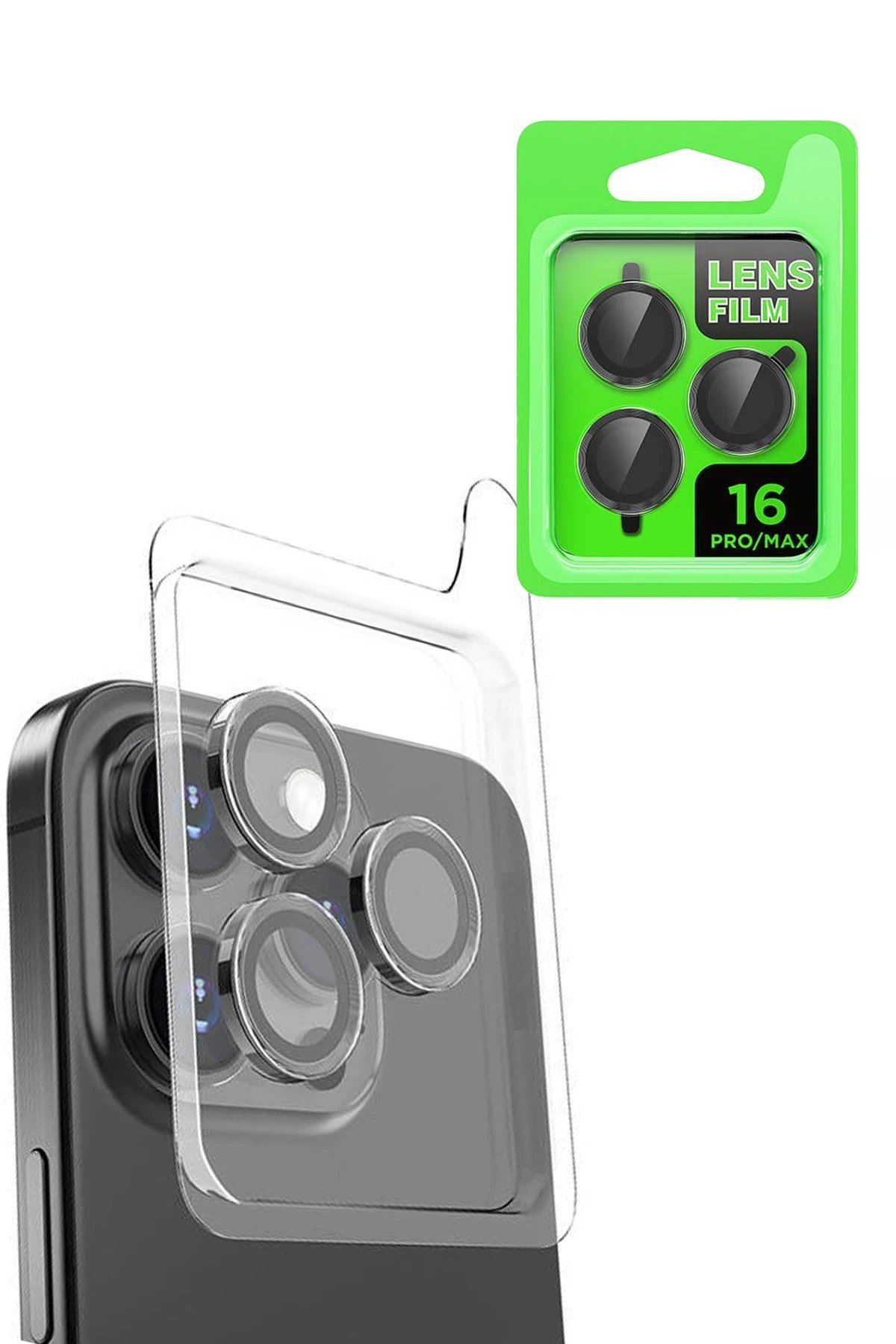 iPhone 16 Pro Max Raze Metal Kamera Lens - Siyah-(5796)