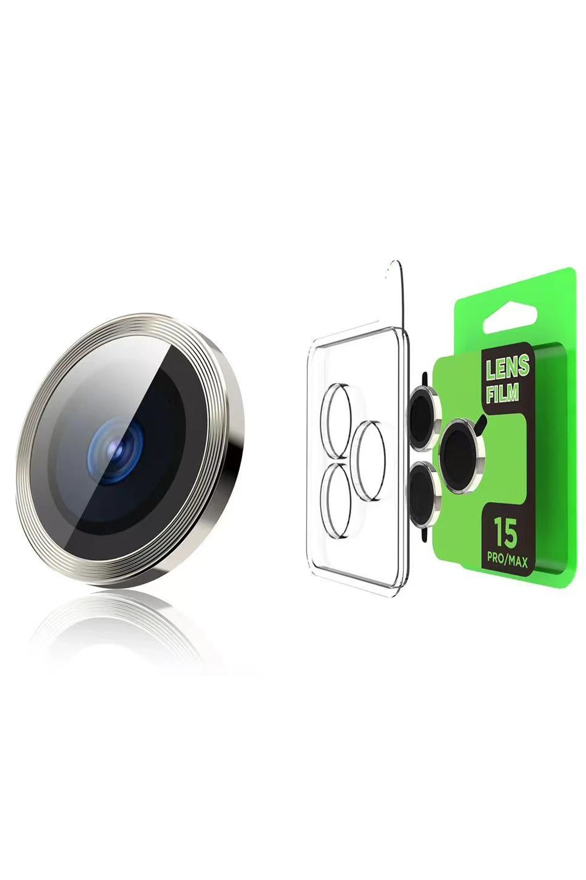iPhone 15 Pro Max Raze Metal Kamera Lens - Titan Gri-(5796) - Görsel 3