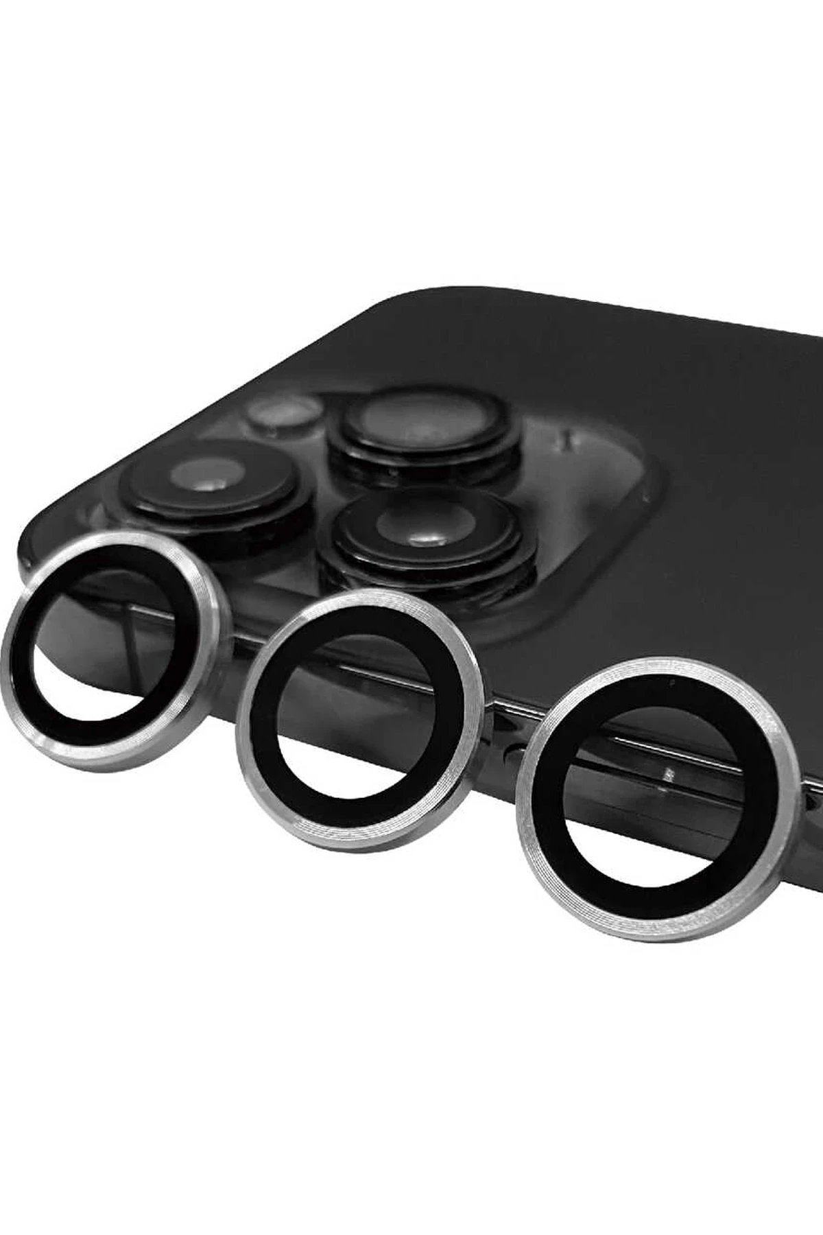 iPhone 14 Pro Max Raze Metal Kamera Lens - Gümüş-(5796)