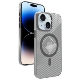 iPhone 15 Stella PC Sert Magsafe Kılıf - Siyah-(5796)