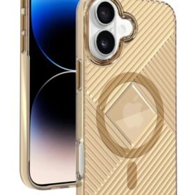 iPhone 16 Stella PC Sert Magsafe Kılıf - Gold-(5796)