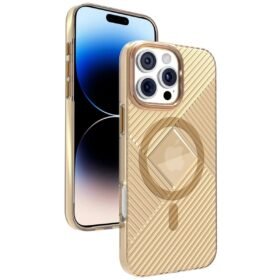 iPhone 16 Pro Max Stella PC Sert Magsafe Kılıf - Gold-(5796)