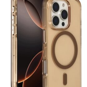 iPhone 16 Pro Max Gleam PC Sert Magsafe Kılıf - Şeffaf-Gold-(5796)