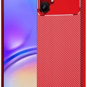 Samsung Galaxy A06 Kılıf Auto Focus Karbon Kapak - Kırmızı-(5796)