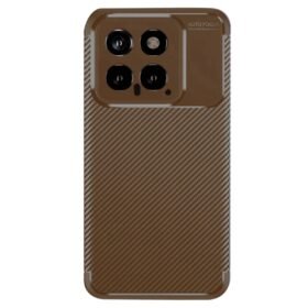 Xiaomi Mi 14T Kılıf Auto Focus Karbon Kapak - Kahverengi-(5796)