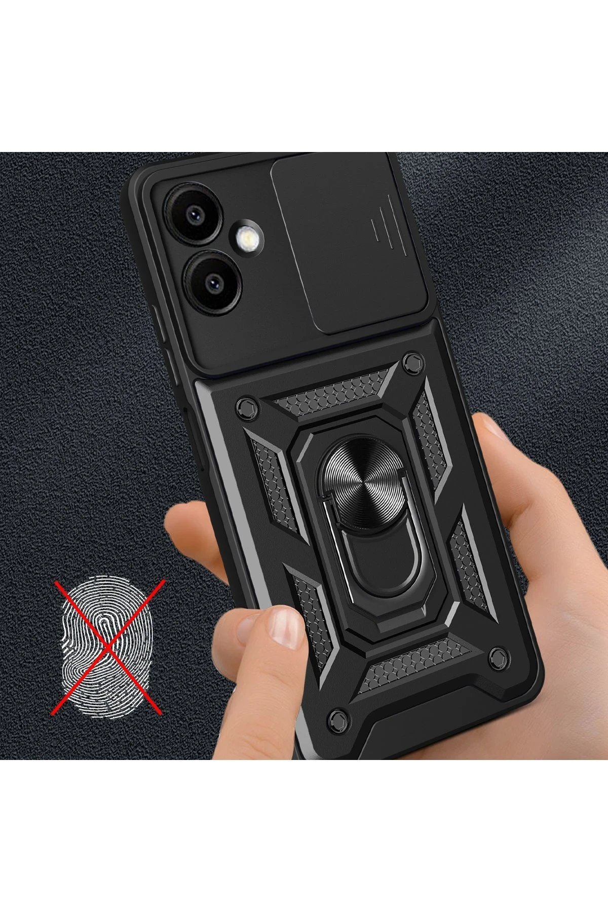 Samsung Galaxy A06 Kılıf Pars Lens Yüzüklü Silikon - Siyah-(5796) - Görsel 2