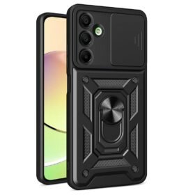 Samsung Galaxy A16 5G Kılıf Pars Lens Yüzüklü Silikon - Siyah-(5796)