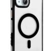 iPhone 15 Gleam PC Sert Magsafe Kılıf - Şeffaf-Siyah-(5796)