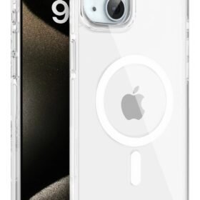 iPhone 15 Gleam PC Sert Magsafe Kılıf - Şeffaf-(5796)
