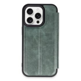 iPhone 15 Pro Max Kılıf Flip Cover - Koyu Yeşil-(5796)