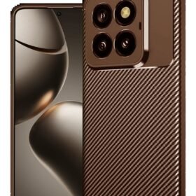 Xiaomi Mi 14T Pro Kılıf Auto Focus Karbon Kapak - Kahverengi-(5796)