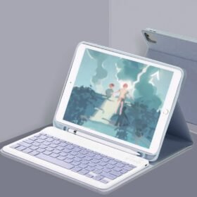 iPad 10.2 (9.nesil) Kılıf KC01 Smart Klavyeli Tablet Kılıfı - Lacivert-(5796)