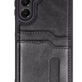 Samsung Galaxy S24 FE Kılıf Sara Kartvizitli Deri Kılıf - Siyah-(5796)