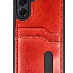 Samsung Galaxy S24 FE Kılıf Sara Kartvizitli Deri Kılıf - Kırmızı-(5796)