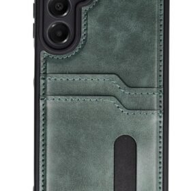 Samsung Galaxy S24 FE Kılıf Sara Kartvizitli Deri Kılıf - Koyu Yeşil-(5796)