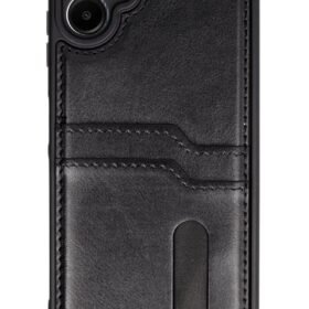 Samsung Galaxy A06 Kılıf Sara Kartvizitli Deri Kılıf - Siyah-(5796)