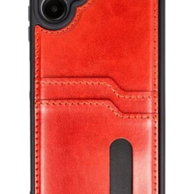 Samsung Galaxy A06 Kılıf Sara Kartvizitli Deri Kılıf - Kırmızı-(5796)